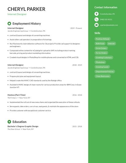 Internet Designer Resume