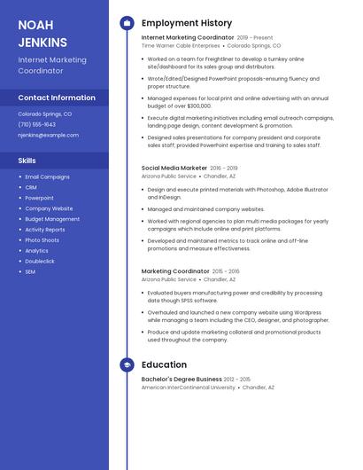 Internet Marketing Coordinator Resume