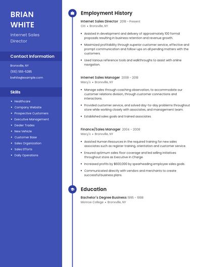 Internet Sales Director Resume