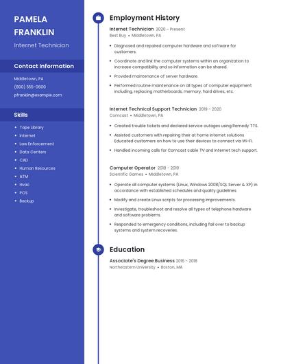 Internet Technician Resume
