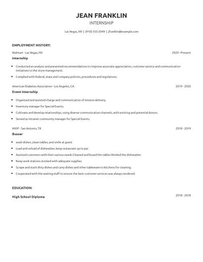 Internship Resume