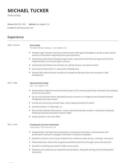 Internship Resume