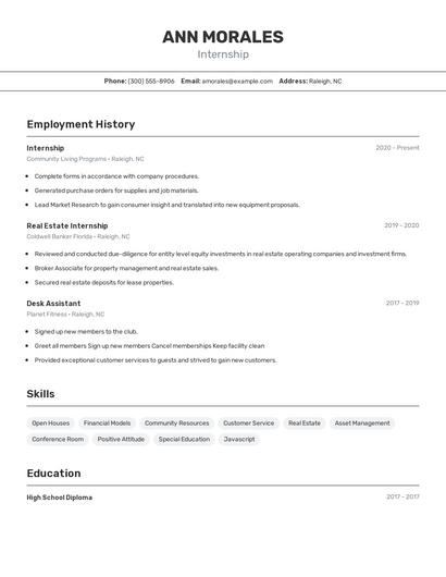 Internship Resume