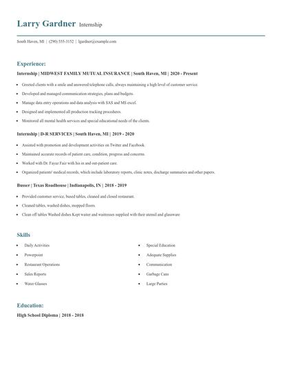 Internship Resume