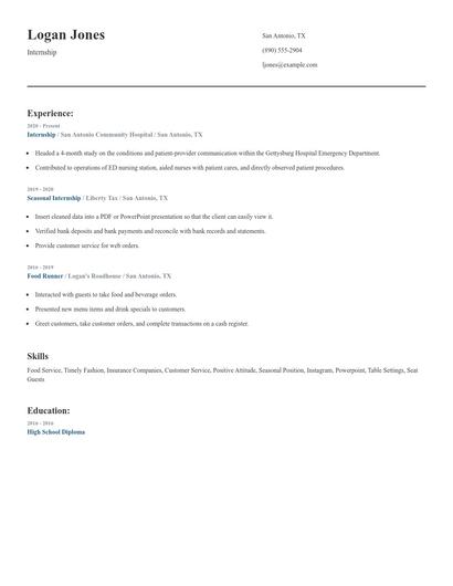 Internship Resume