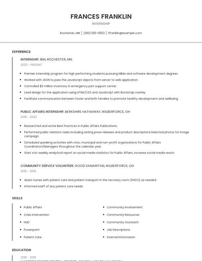 Internship Resume