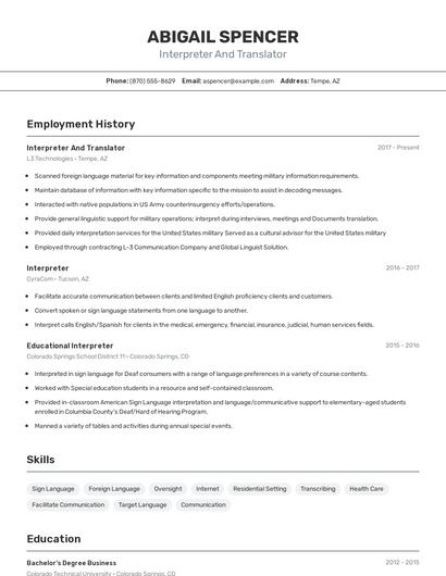 Resume example 2