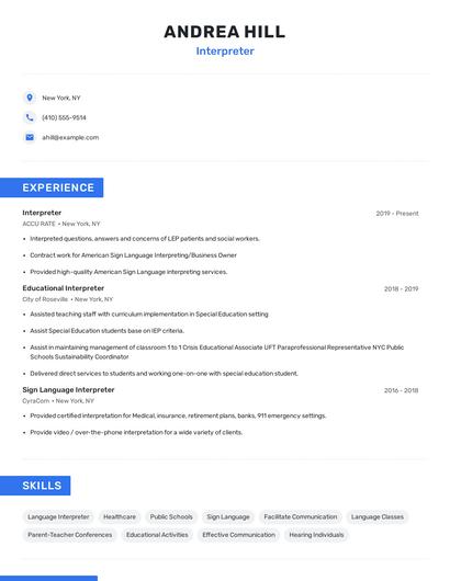 Interpreter Resume