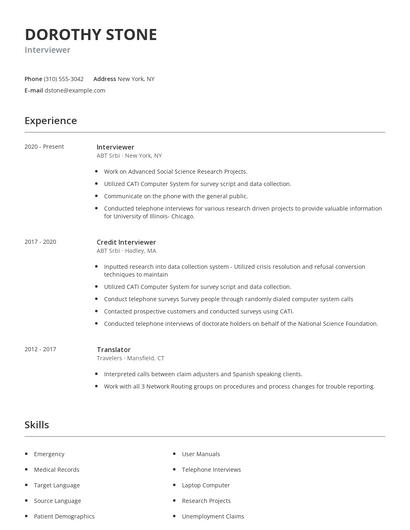 Interviewer Resume