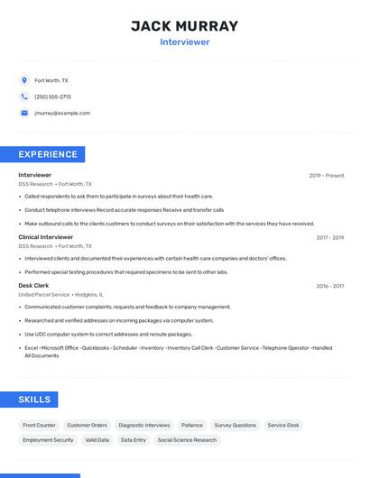Interviewer Resume