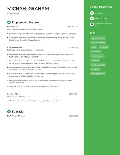 Interviewer Resume