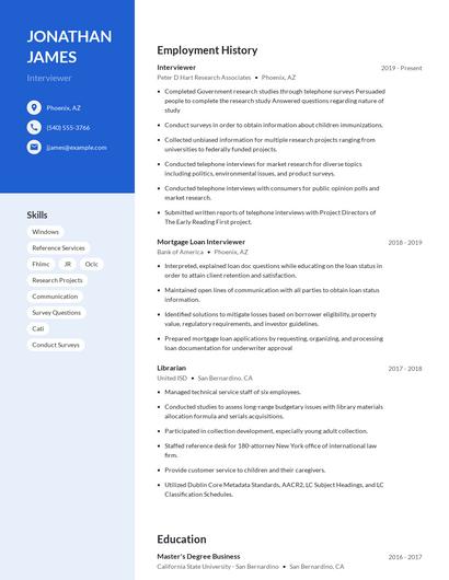 Interviewer Resume