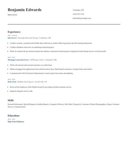 Interviewer Resume