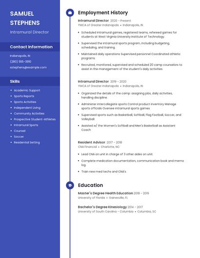 Intramural Director Resume