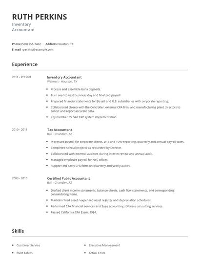 Inventory Accountant Resume