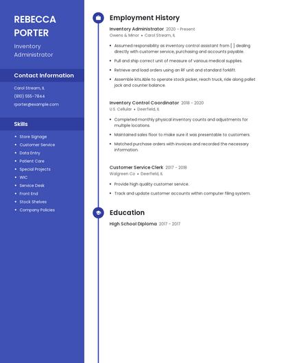 Inventory Administrator Resume