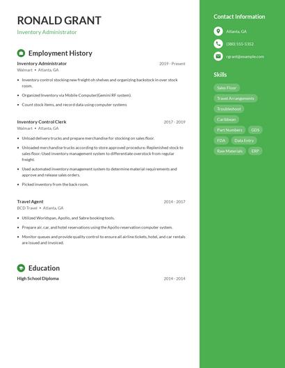Inventory Administrator Resume
