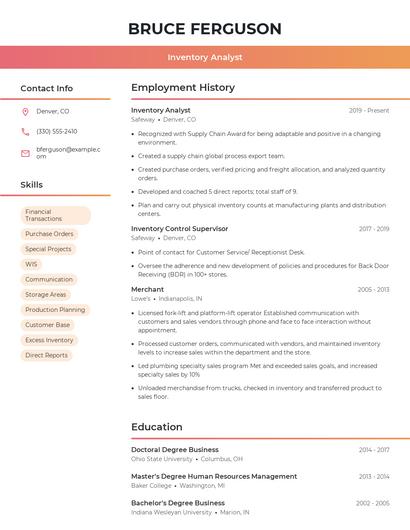 Resume example 3