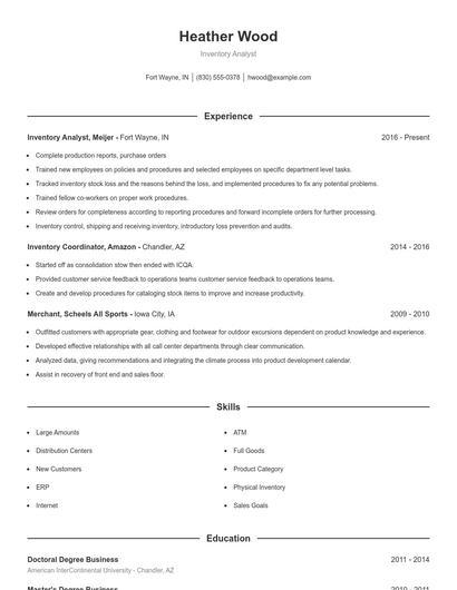 Resume example 1