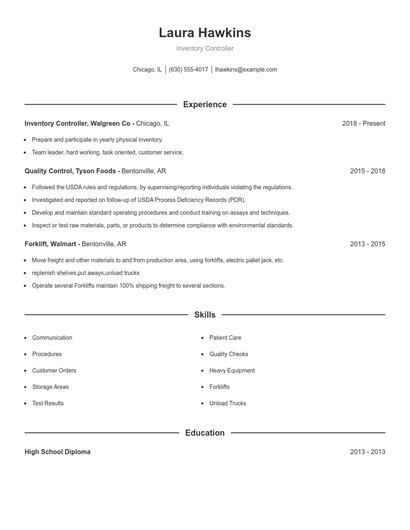 Resume example 1