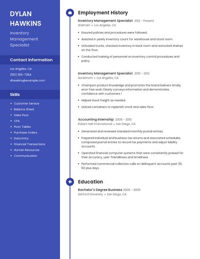 Inventory Management Specialist Resume