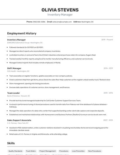 Resume example 2