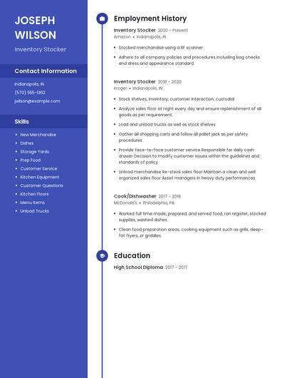 Inventory Stocker Resume