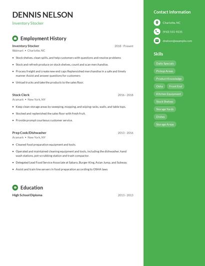Inventory Stocker Resume
