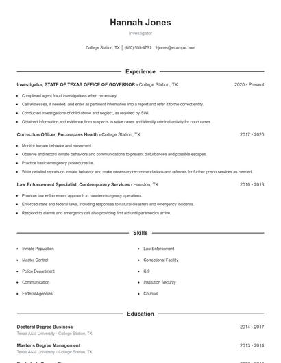 Resume example 1