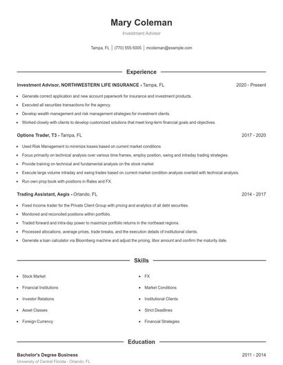 Resume example 1