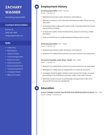 Invoicing Specialist Resume