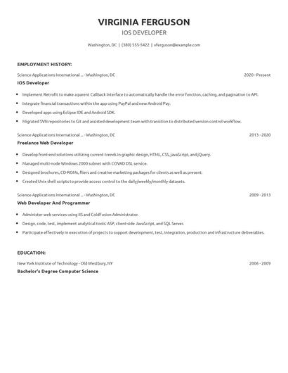 IOS Developer Resume