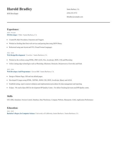 IOS Developer Resume