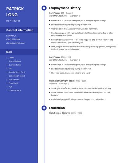 Iron Pourer Resume