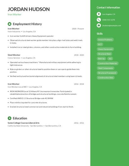 Iron Worker Resume