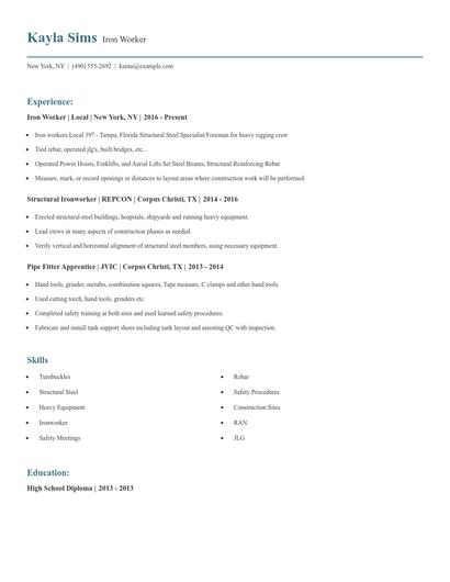 Iron Worker Resume