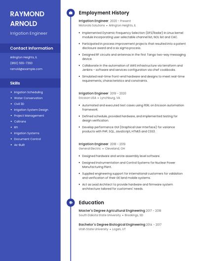 Irrigation Engineer Resume