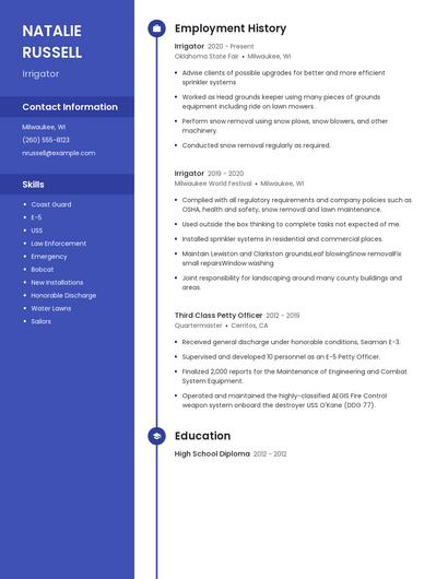 Irrigator Resume