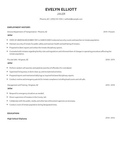 Jailer Resume