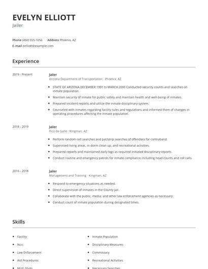 Jailer Resume