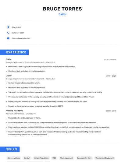 Jailer Resume