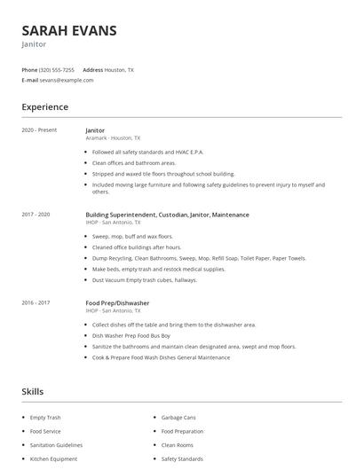 Janitor Resume