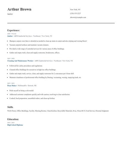 Janitor Resume