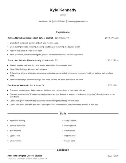 Janitor Resume