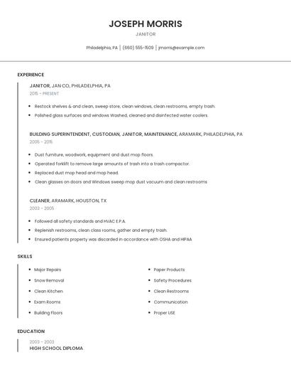 Janitor Resume