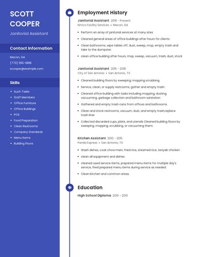 Janitorial Assistant Resume