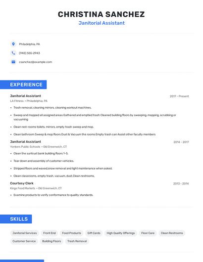 Janitorial Assistant Resume