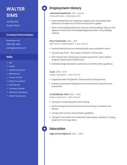 Janitorial Supervisor Resume