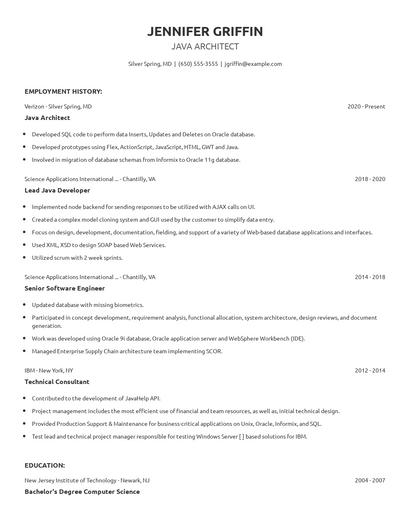 Java Architect Resume