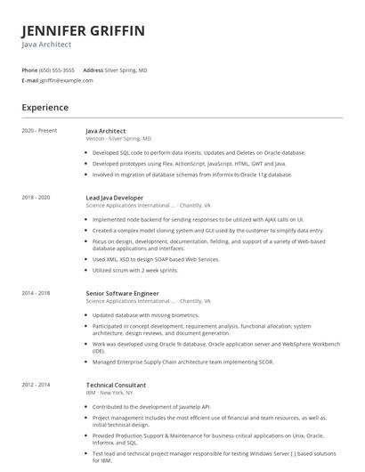 Java Architect Resume